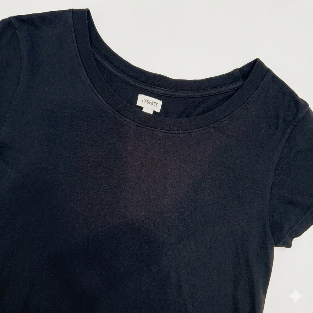 L'agence Cory Black Premium Cotton Scoop Neck Tee Shirt Large Made In Usa Luxury